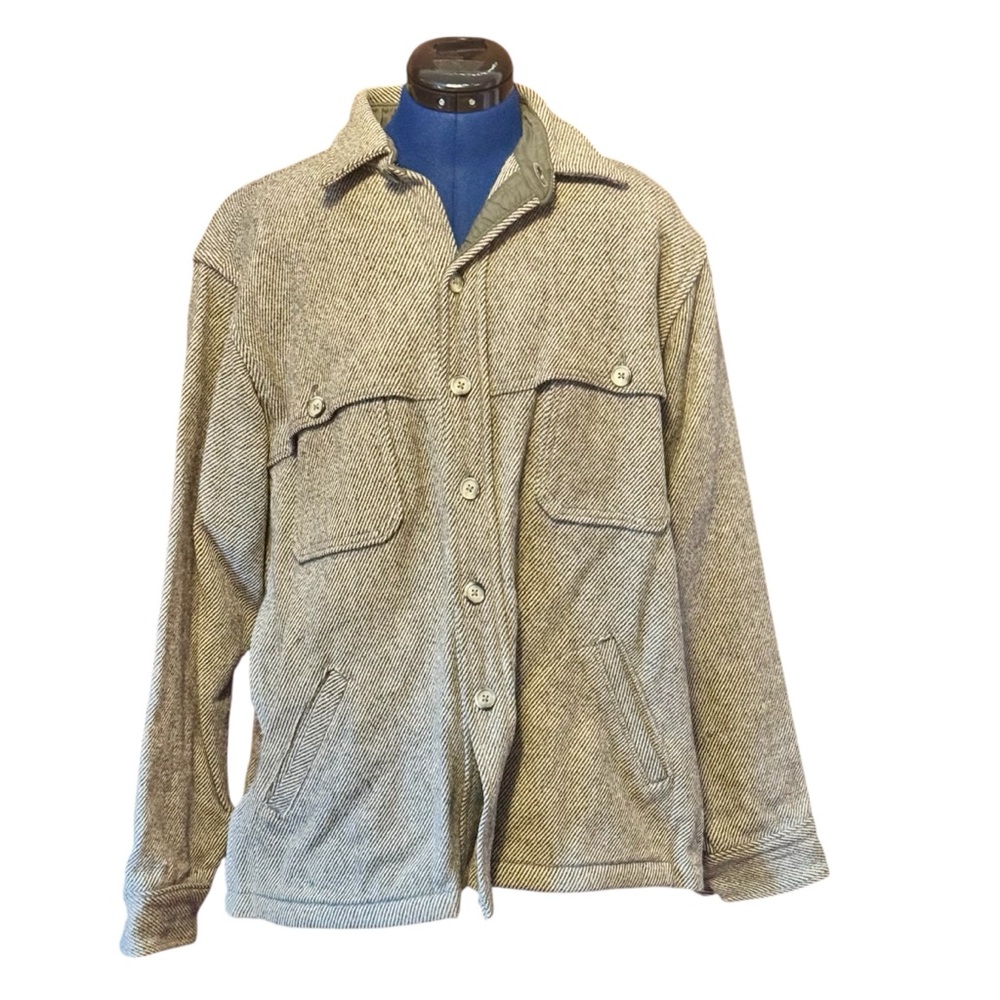 Woolrich Vintage 1980s Wool Men's Grey Shirt Jacket Size L Excellent Condition